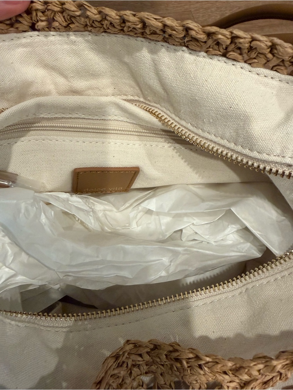 Dolce Vita Freya Tan Woven Crescent Raffia Bag - Picture 7 of 8